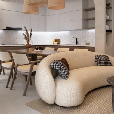 TỦ BẾP 104 - TỦ BẾP MELAMINE TRẮNG PHỐI VÂN GỖ