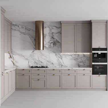 TỦ BẾP 117 GỖ TRẮNG PHỐI TƯỜNG GIẢ ĐÁ