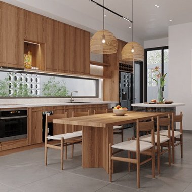 TỦ BẾP 110 - TỦ BẾP MELAMINE VÂN GỖ 