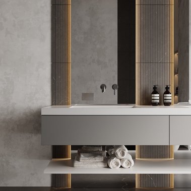 NỘI THẤT PHÒNG TẮM 03 - NHỰA PCV PHỦ MELAMINE MÀU XÁM