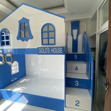 GIƯỜNG TẦNG TONE MÀU TRẮNG XANH