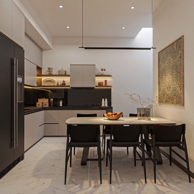 TỦ BẾP 140 CHỮ L GỖ MELAMINE TÔNG MÀU TRẮNG 