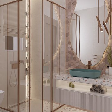 NỘI THẤT PHÒNG TẮM 06 - GỖ MDF KẾT HỢP ĐÁ TERRAZZO