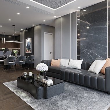 NỘI THẤT PHÒNG KHÁCH 30 - PHONG CÁCH HIỆN ĐẠI TONE MÀU XÁM