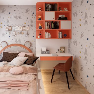 NỘI THẤT PHÒNG NGỦ CHO BÉ TONE MÀU TRẮNG CAM