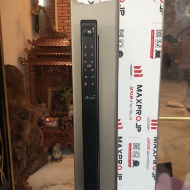 Khóa cửa nhôm xingfa nhận diện khuôn mặt Face ID 3D Demax EL902 BL APP WIFI (Màu đen)