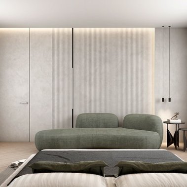 NỘI THẤT PHÒNG NGỦ 68 - GỖ MDF CHỐNG ẨM PHỦ MELAMINE MÀU XÁM KẾT HỢP VÂN GỖ