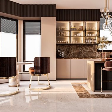 TỦ BẾP 119 CÁNH KÍNH KẾT HỢP