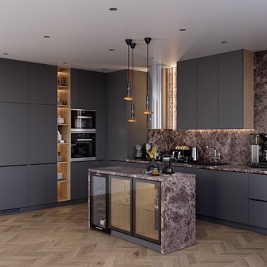 TỦ BẾP 161 - GỖ MDF CHỐNG ẨM PHỦ MELAMINE MÀU XÁM