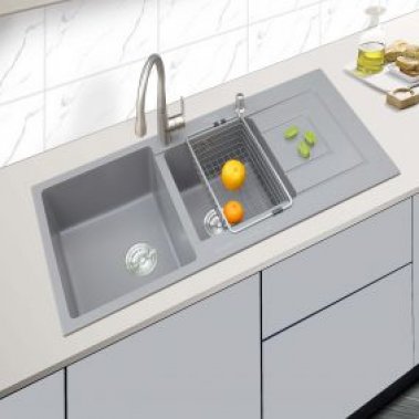 CHẬU RỬA CHÉN I-ROYAL 2 HỘC 1 CÁNH ĐÁ NHÂN TẠO IRDCRET11650-K02GR