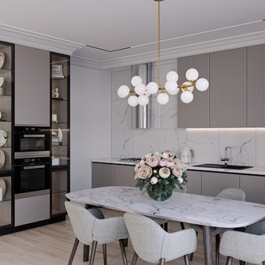 TỦ BẾP 149 GỖ MDF CHỐNG ẨM PHỦ MELAMINE KẾT HỢP CÁNH NHÔM KÍNH