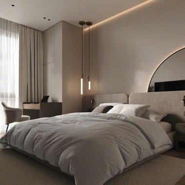 NỘI THẤT CĂN HỘ 37 - CĂN HỘ 2 PHÒNG NGỦ TONE MÀU XÁM KẾT HỢP VÂN GỖ VÀ BE