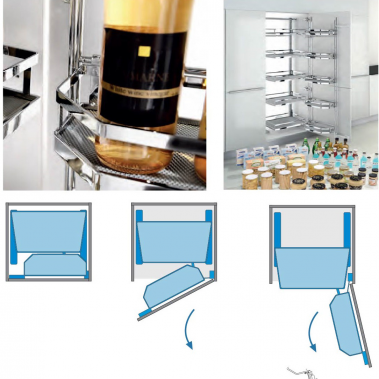 Kệ 12 rổ Higold diamond rổ inox đáy gỗ đệm cao su 202333, 202336