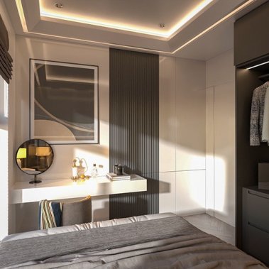 NỘI THẤT CĂN HỘ 19 - NỘI THẤT CĂN HỘ HIỆN ĐẠI MÀU TRẮNG PHỐI XÁM