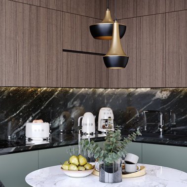 TỦ BẾP 147 - GỖ MDF PHỦ MELAMINE MÀU XANH KẾT HỢP VÂN GỖ