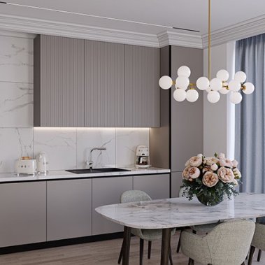 TỦ BẾP 149 GỖ MDF CHỐNG ẨM PHỦ MELAMINE KẾT HỢP CÁNH NHÔM KÍNH