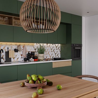 TỦ BẾP 156 - GỖ MDF CHỐNG ẨM PHỦ MELAMINE MÀU XÁNH