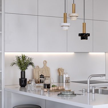 TỦ BẾP 159 - GỖ MDF CHỐNG ẨM PHỦ MELAMINE MÀU TRẮNG PHỐI VÂN GỖ