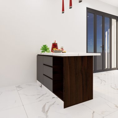 TỦ BẾP 141 - BẾP CHỮ L GỖ MDF PHỦ ACRYLIC