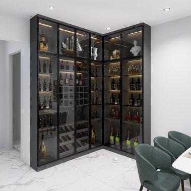 TỦ BẾP 143 - TỦ BẾP CHỮ L CAO KỊCH TRẦN GỖ MDF PHỦ ACRYLIC MÀU XÁM