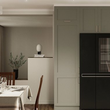 TỦ BẾP 138 MDF CÁNH PANEL XÁM TRẮNG