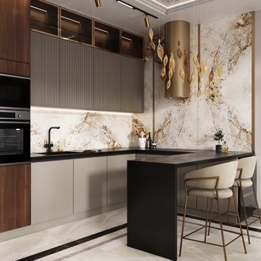 TỦ BẾP 133 CÁNH PHỐI NHỰA LAM SÓNG GIẢ GỖ