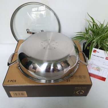 Chảo 2 Quai Sâu Lòng Blackcube Fivestar Inox Đáy 3 Lớp 26cm