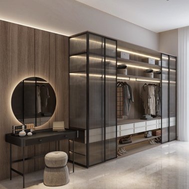 NỘI THẤT PHÒNG NGỦ 71 - GỖ MDF CHỐNG ẨM PHỦ MELAMINE KẾT HỢP CÁNH KÍNH