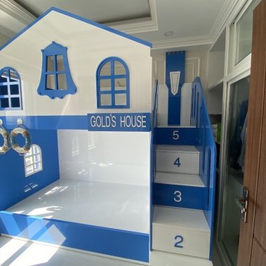 GIƯỜNG TẦNG TONE MÀU TRẮNG XANH