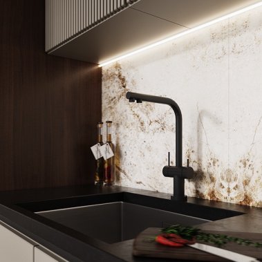 TỦ BẾP 133 CÁNH PHỐI NHỰA LAM SÓNG GIẢ GỖ