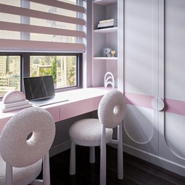 PHÒNG NGỦ BÉ GÁI GỖ MDF SƠN MÀU HỒNG