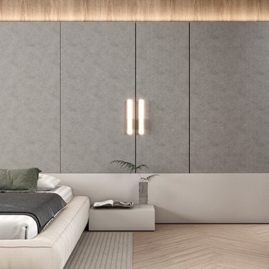 NỘI THẤT PHÒNG NGỦ 68 - GỖ MDF CHỐNG ẨM PHỦ MELAMINE MÀU XÁM KẾT HỢP VÂN GỖ