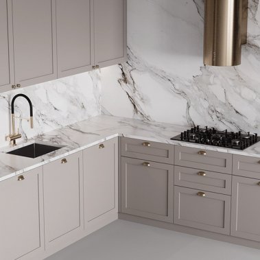 TỦ BẾP 117 GỖ TRẮNG PHỐI TƯỜNG GIẢ ĐÁ