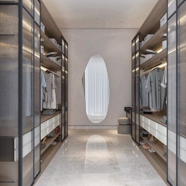 NỘI THẤT PHÒNG NGỦ 71 - GỖ MDF CHỐNG ẨM PHỦ MELAMINE KẾT HỢP CÁNH KÍNH