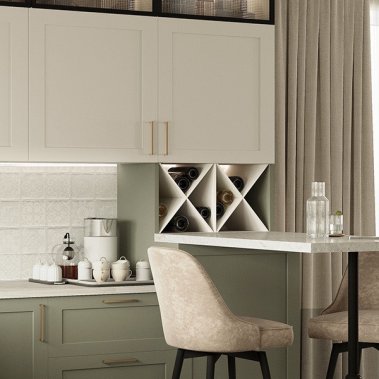 TỦ BẾP 138 MDF CÁNH PANEL XÁM TRẮNG