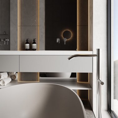 NỘI THẤT PHÒNG TẮM 03 - NHỰA PCV PHỦ MELAMINE MÀU XÁM