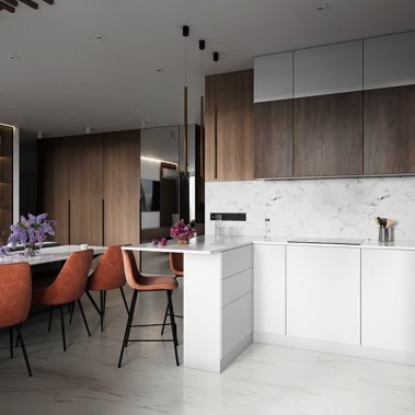 NỘI THẤT CĂN HỘ 34 - GỖ MDF PHỦ MELAMINE TONE XÁM KẾT HỢP VÂN GỖ