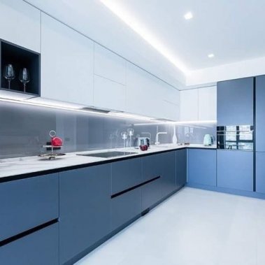 TỦ BẾP 58 - TỦ BẾP MELAMINE TRẮNG PHỐI XANH