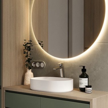 NỘI THẤT PHÒNG TẮM 04 - GỖ MDF PHỦ MELAMINE MÀU XANH KẾT HỢP VÂN GỖ