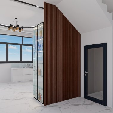 TỦ BẾP 146 - BẾP CHỮ U GỖ MDF PHỦ ACRYLIC