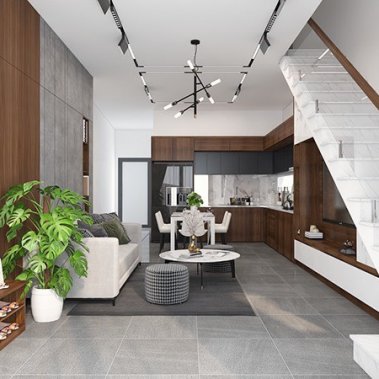 NỘI THẤT NHÀ PHỐ 02 - PHONG CÁCH HIỆN ĐẠI TONE TRẮNG XÁM KẾT HỢP VÂN GỖ
