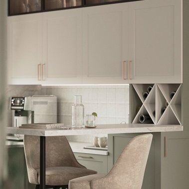 TỦ BẾP 138 MDF CÁNH PANEL XÁM TRẮNG