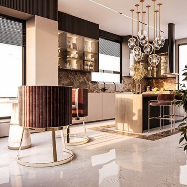 TỦ BẾP 119 CÁNH KÍNH KẾT HỢP