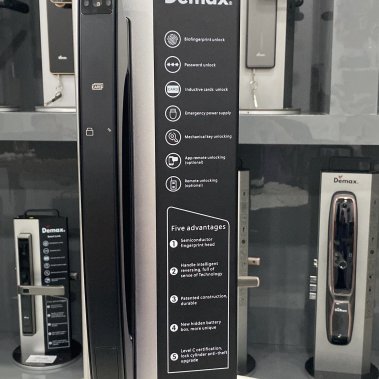 Khóa cửa nhôm xingfa nhận diện khuôn mặt Face ID 3D Demax EL902 BL APP WIFI (Màu đen)