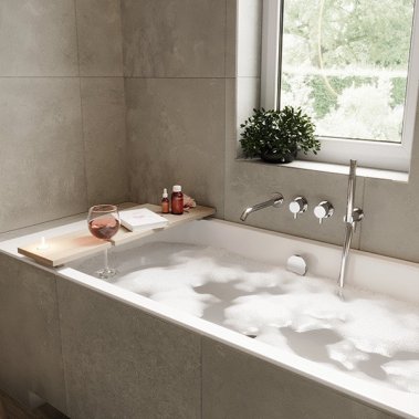 NỘI THẤT PHÒNG TẮM 04 - GỖ MDF PHỦ MELAMINE MÀU XANH KẾT HỢP VÂN GỖ