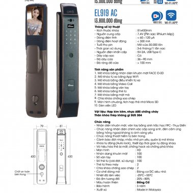 Khóa thông minh nhận diện khuôn mặt Face ID-3D Demax EL919 AC / EL919 MG App