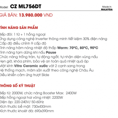 Bếp điện từ CANZY CZ ML756DT