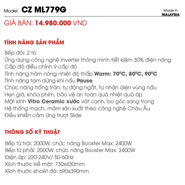 Bếp từ CANZY CZ ML779G