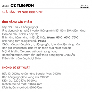 Bếp Điện Từ Canzy CZ TL869DH