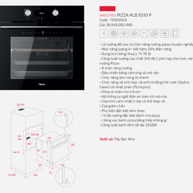 LÒ NƯỚNG ĐIỆN TEKA MAESTRO PIZZA HLB 8510 P